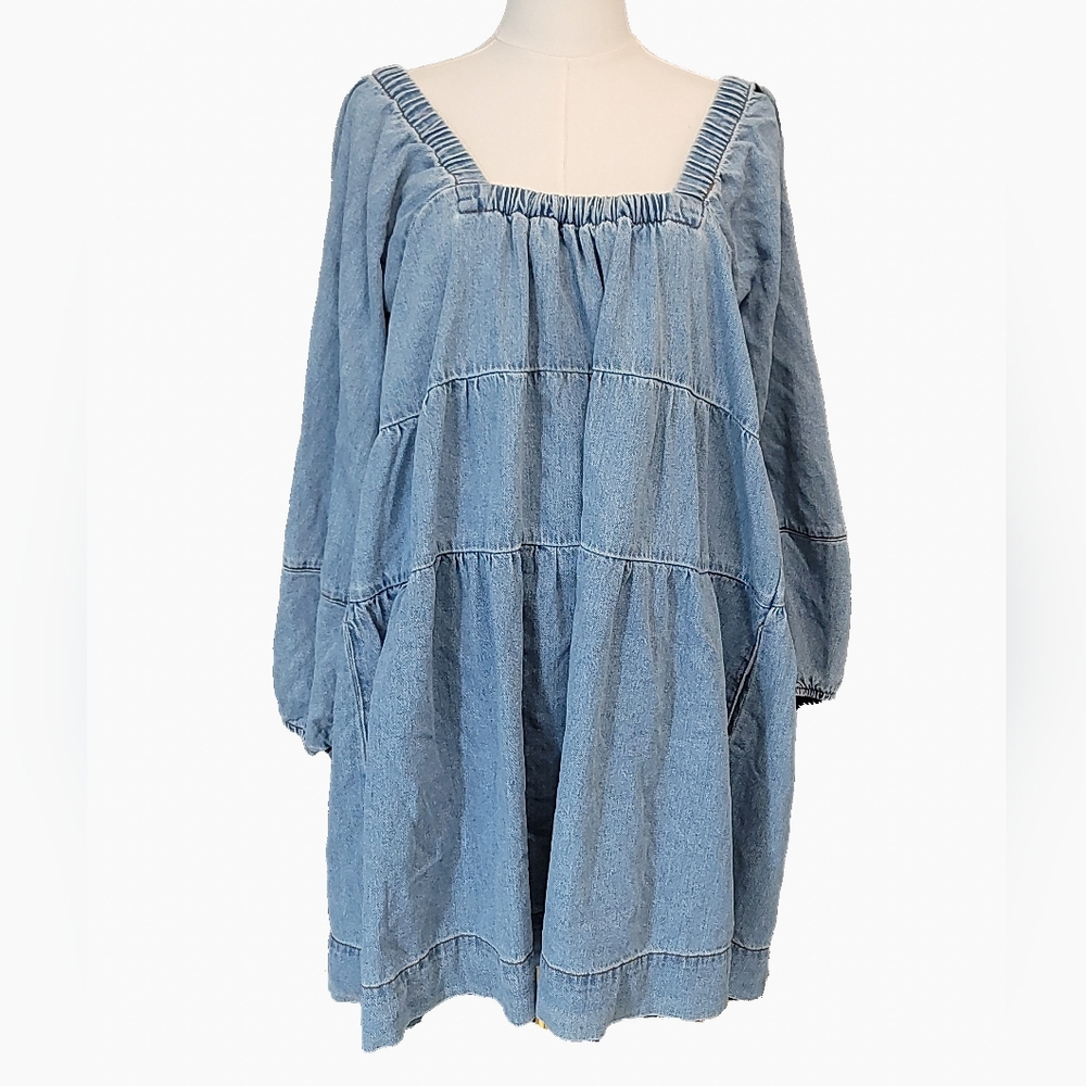 Free People Light Blue Long Sleeve Mini Dress - Picture 3 of 7
